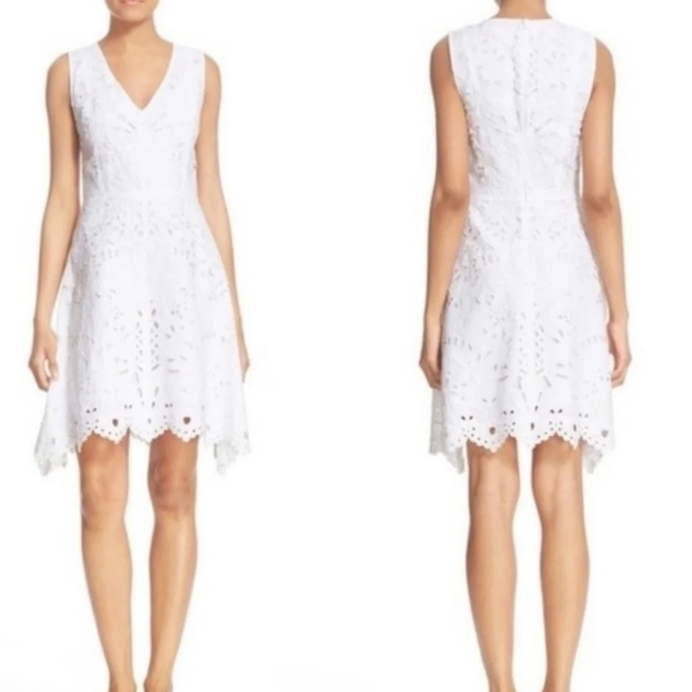 New Theory Jemion E White Embroidered Lace Dress NWT Size 12 - Picture 2 of 15